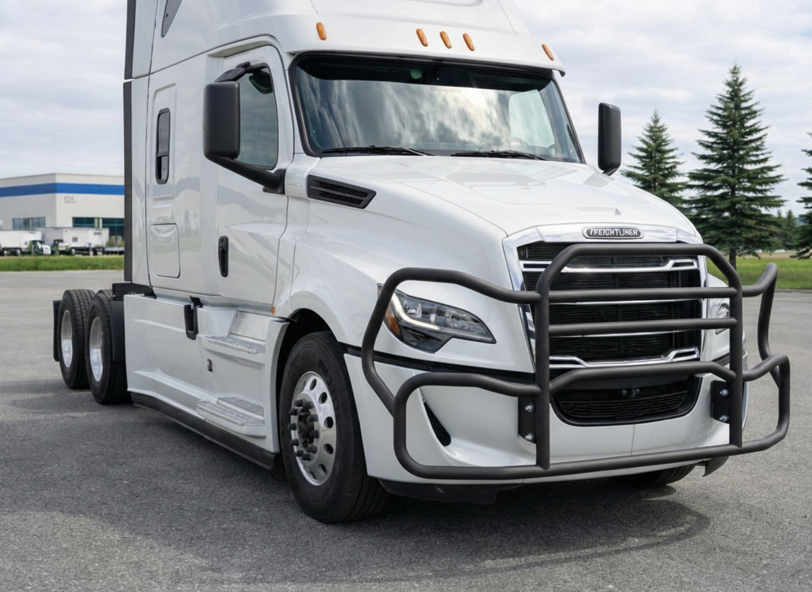 FREIGHTLINER CASCADIA BLACK With Bracket Set Deer Animal Moose Guard Bumper Black CASCADIA ('26- NEWER GEN 5) 6