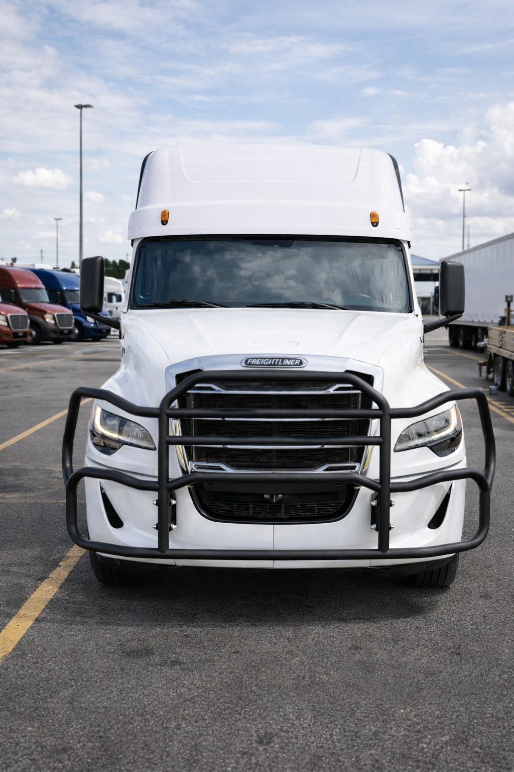 FREIGHTLINER CASCADIA BLACK With Bracket Set Deer Animal Moose Guard Bumper Black CASCADIA ('26- NEWER GEN 5) 5